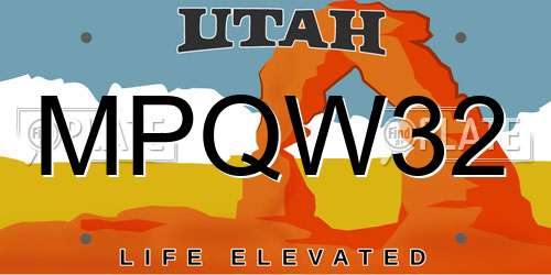 MPQW32 Utah License Plate