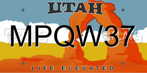 MPQW37 Utah License Plate