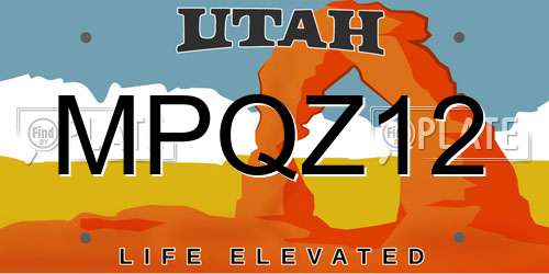 MPQZ12 Utah License Plate