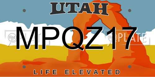 MPQZ17 Utah License Plate