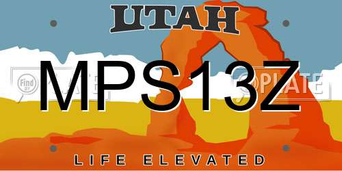 MPS13Z Utah License Plate