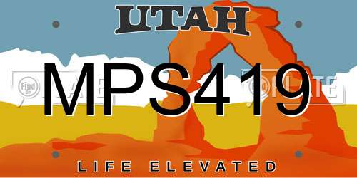 MPS419 Utah License Plate
