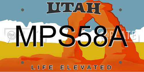 MPS58A Utah License Plate