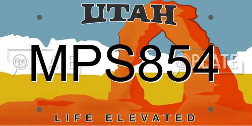 MPS854 Utah License Plate