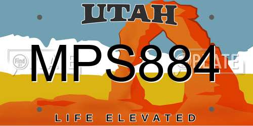 MPS884 Utah License Plate