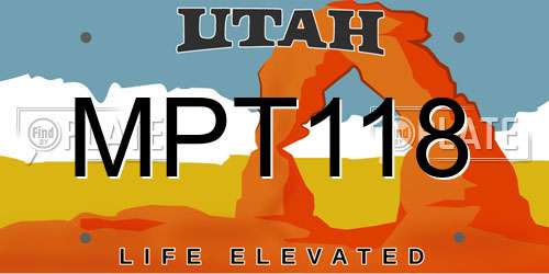 MPT118 Utah License Plate