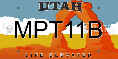 MPT11B Utah License Plate