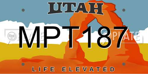 MPT187 Utah License Plate