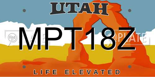 MPT18Z Utah License Plate
