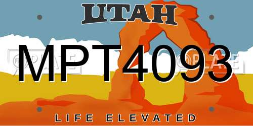 MPT4093 Utah License Plate