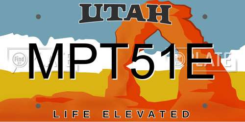 MPT51E Utah License Plate