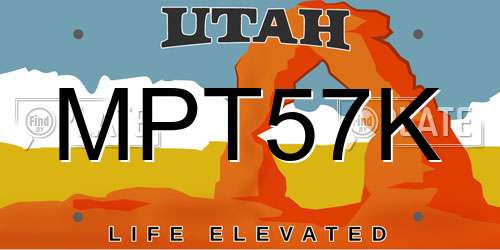 MPT57K Utah License Plate