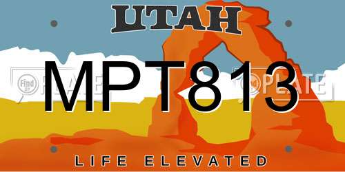 MPT813 Utah License Plate