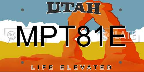 MPT81E Utah License Plate