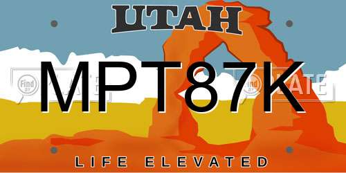 MPT87K Utah License Plate