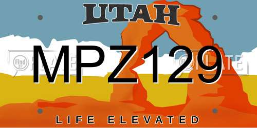 MPZ129 Utah License Plate