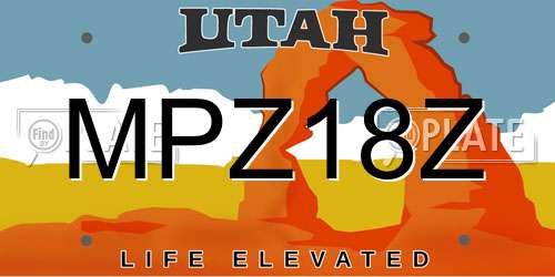 MPZ18Z Utah License Plate