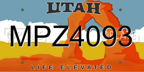 MPZ4093 Utah License Plate