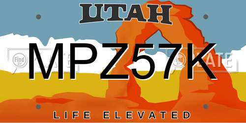 MPZ57K Utah License Plate