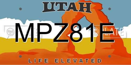 MPZ81E Utah License Plate