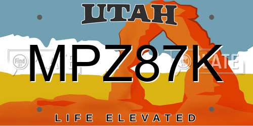 MPZ87K Utah License Plate