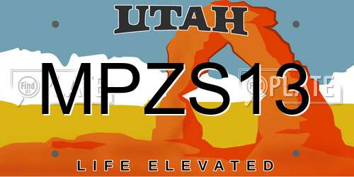 MPZS13 Utah License Plate