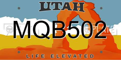 MQB502 Utah License Plate