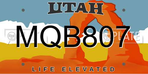MQB807 Utah License Plate