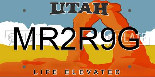 MR2R9G Utah License Plate