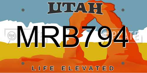 MRB794 Utah License Plate