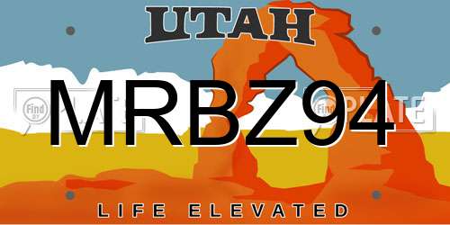 MRBZ94 Utah License Plate