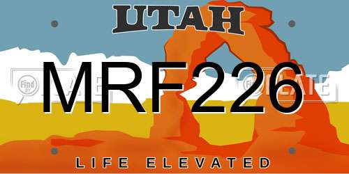 MRF226 Utah License Plate