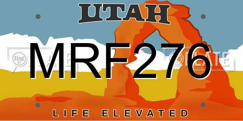 MRF276 Utah License Plate