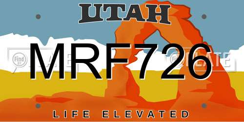 MRF726 Utah License Plate
