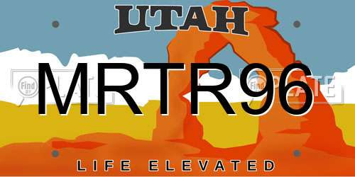 MRTR96 Utah License Plate