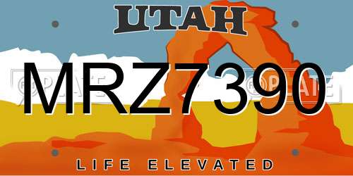 MRZ7390 Utah License Plate