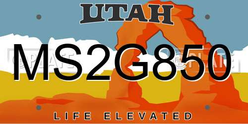 MS2G850 Utah License Plate