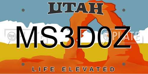 MS3D0Z Utah License Plate