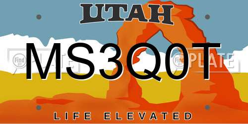 MS3Q0T Utah License Plate