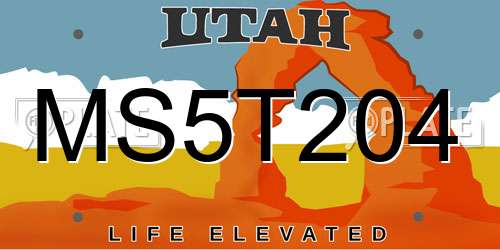 MS5T204 Utah License Plate
