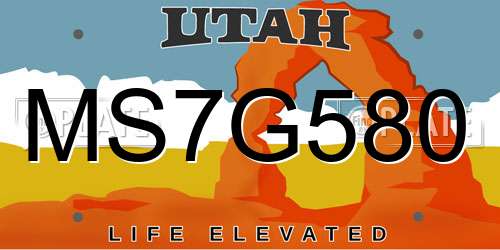 MS7G580 Utah License Plate
