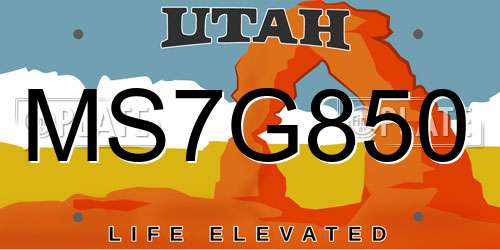 MS7G850 Utah License Plate