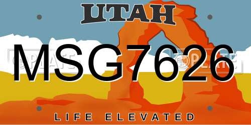 MSG7626 Utah License Plate