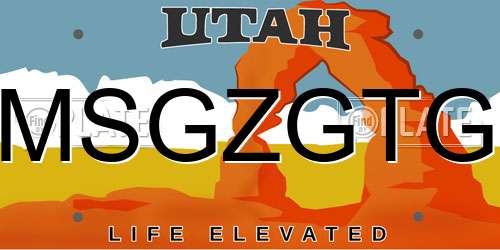 MSGZGTG Utah License Plate