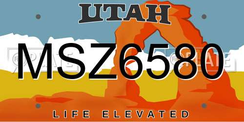 MSZ6580 Utah License Plate