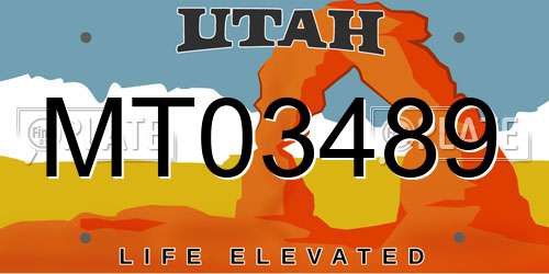 MT03489 Utah License Plate