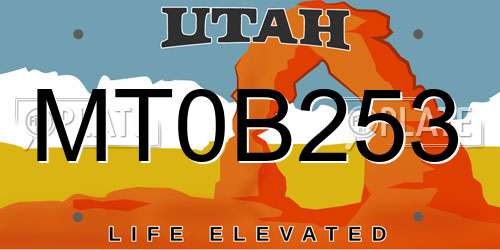 MT0B253 Utah License Plate