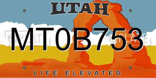 MT0B753 Utah License Plate