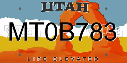 MT0B783 Utah License Plate