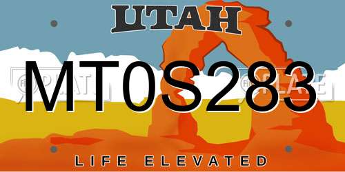 MT0S283 Utah License Plate